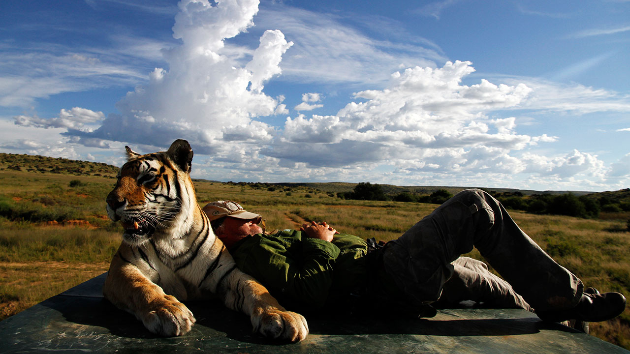 John Varty with Tiger